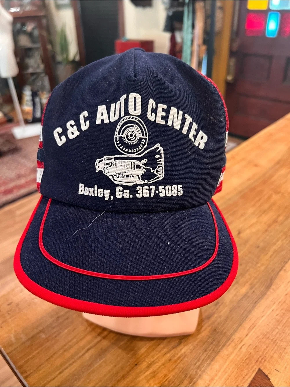 Navy and Red Embroidered Baseball Cap
